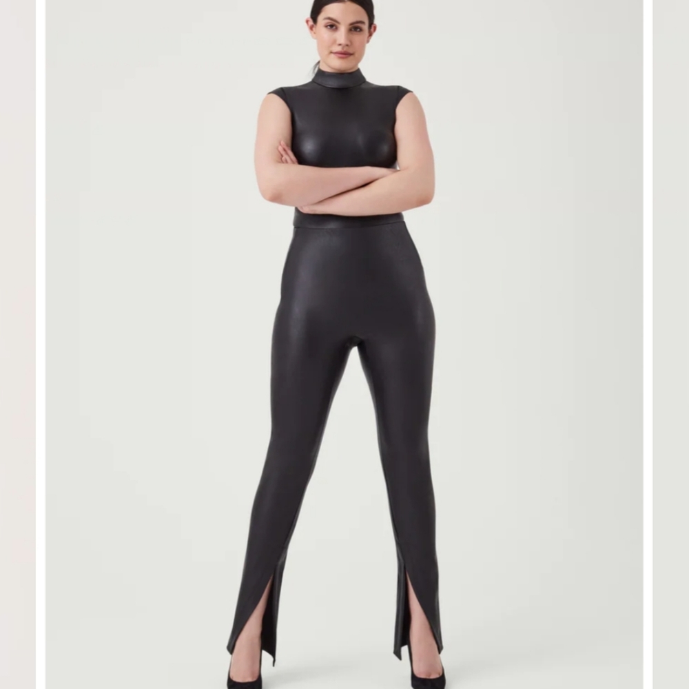 NWT Spanx Leather Like Front Slit Legging Petite Large SOLD OUT